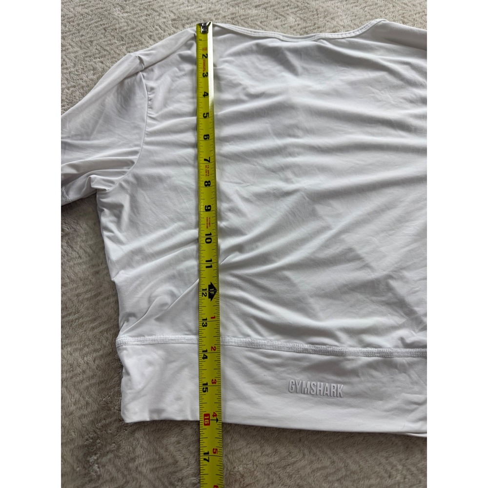 Gymshark Womens White Training Henley Crop Top Short Sleeve B9A5F Size S‎ - Picture 10 of 10